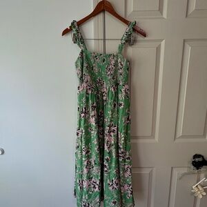 Torrid: Floral Green and Pink midi dress
